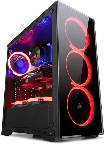 GOLDEN-FIELD-N17-Computer-Case-with-3-LED-Red-Fans-PC-Gaming-ATX