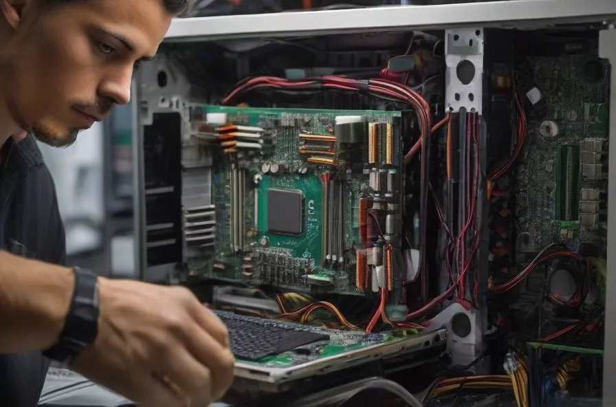 Technician-replacing-a-motherboard-in-a-desktop-computer